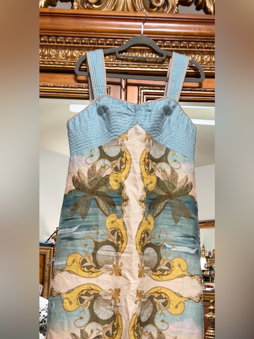 FARM Rio Blue and Yellow Tropical Maxi Dress